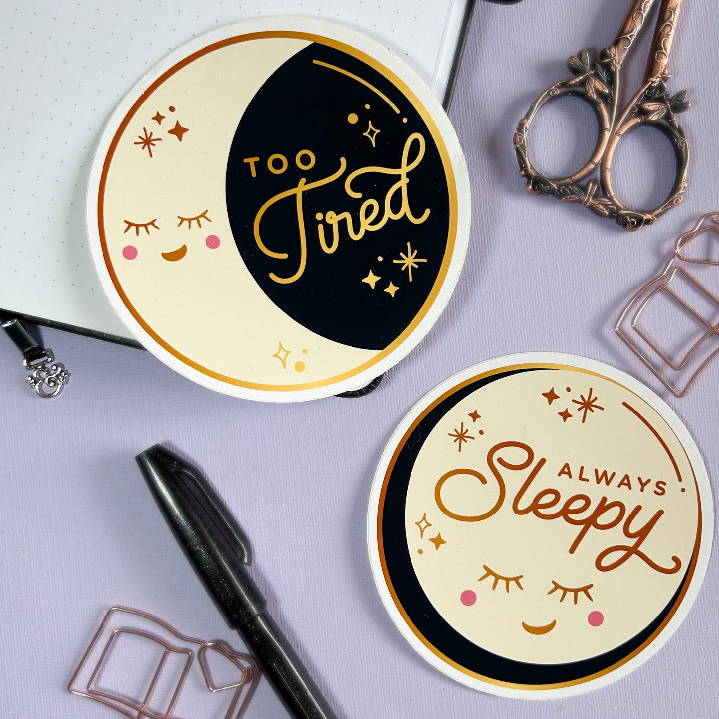 Too Tired Moon Vinyl Sticker