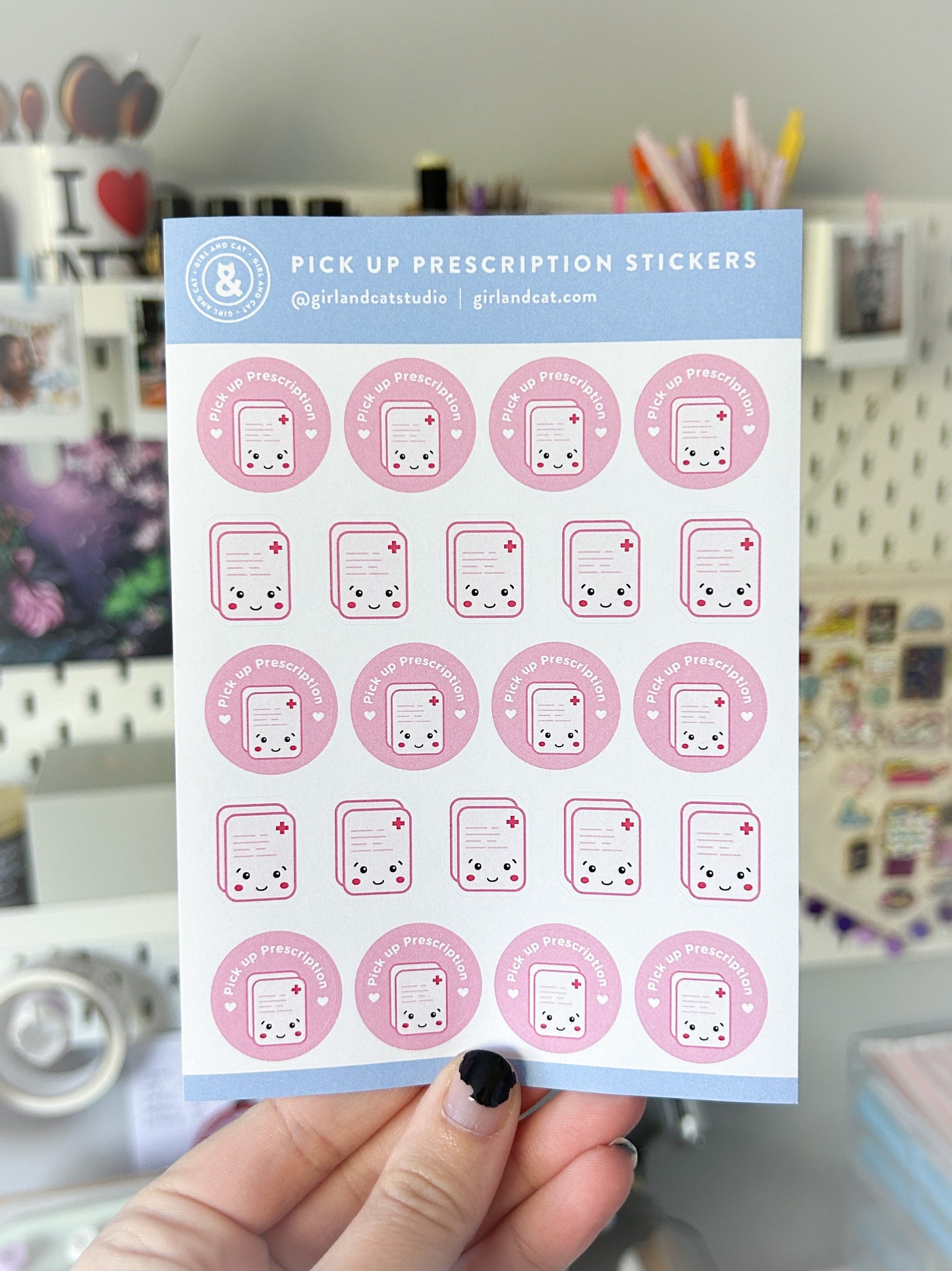 Pick Up Prescription Reminder Planner Stickers Sheet