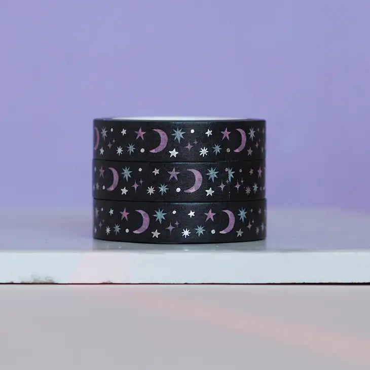 Black and Silver Galaxy Washi Tape - Leo & Blossom