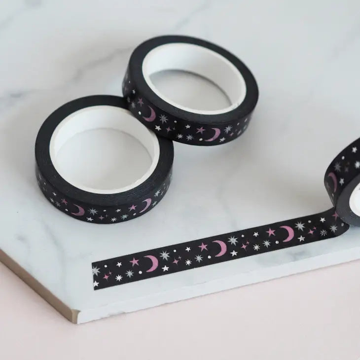 Black and Silver Galaxy Washi Tape - Leo & Blossom
