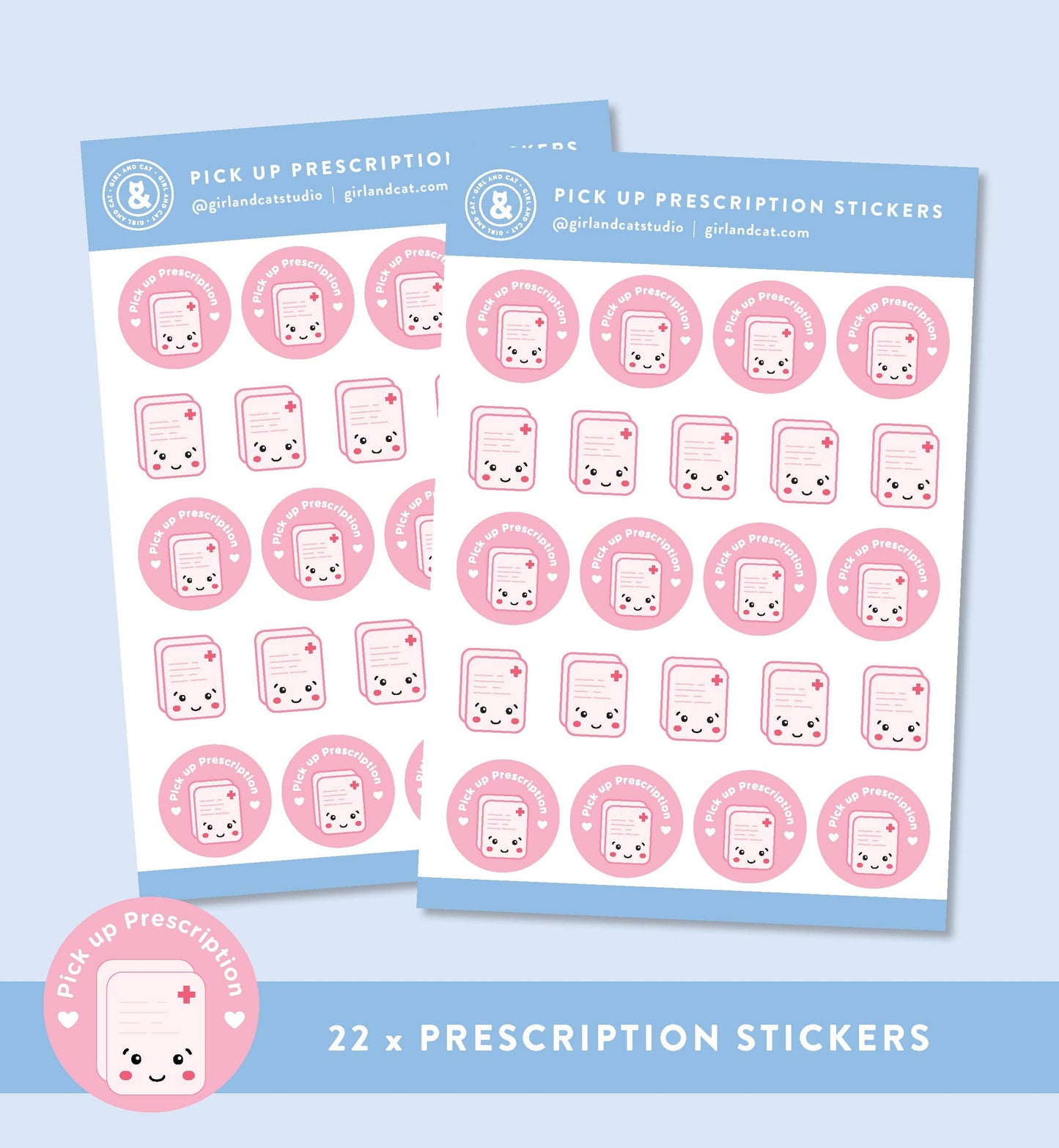 Pick Up Prescription Reminder Planner Stickers Sheet