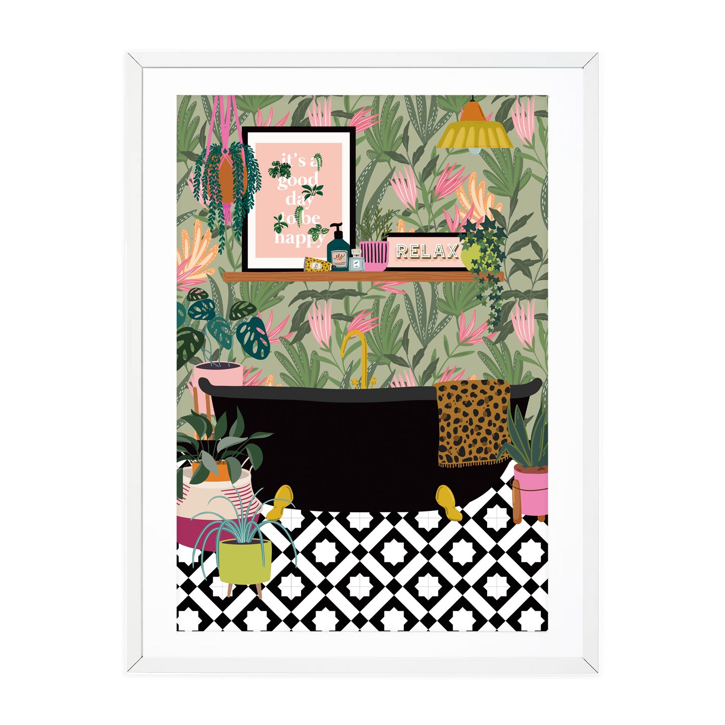 Botanical Tropical Bath Art Print A5 - Leo & Blossom