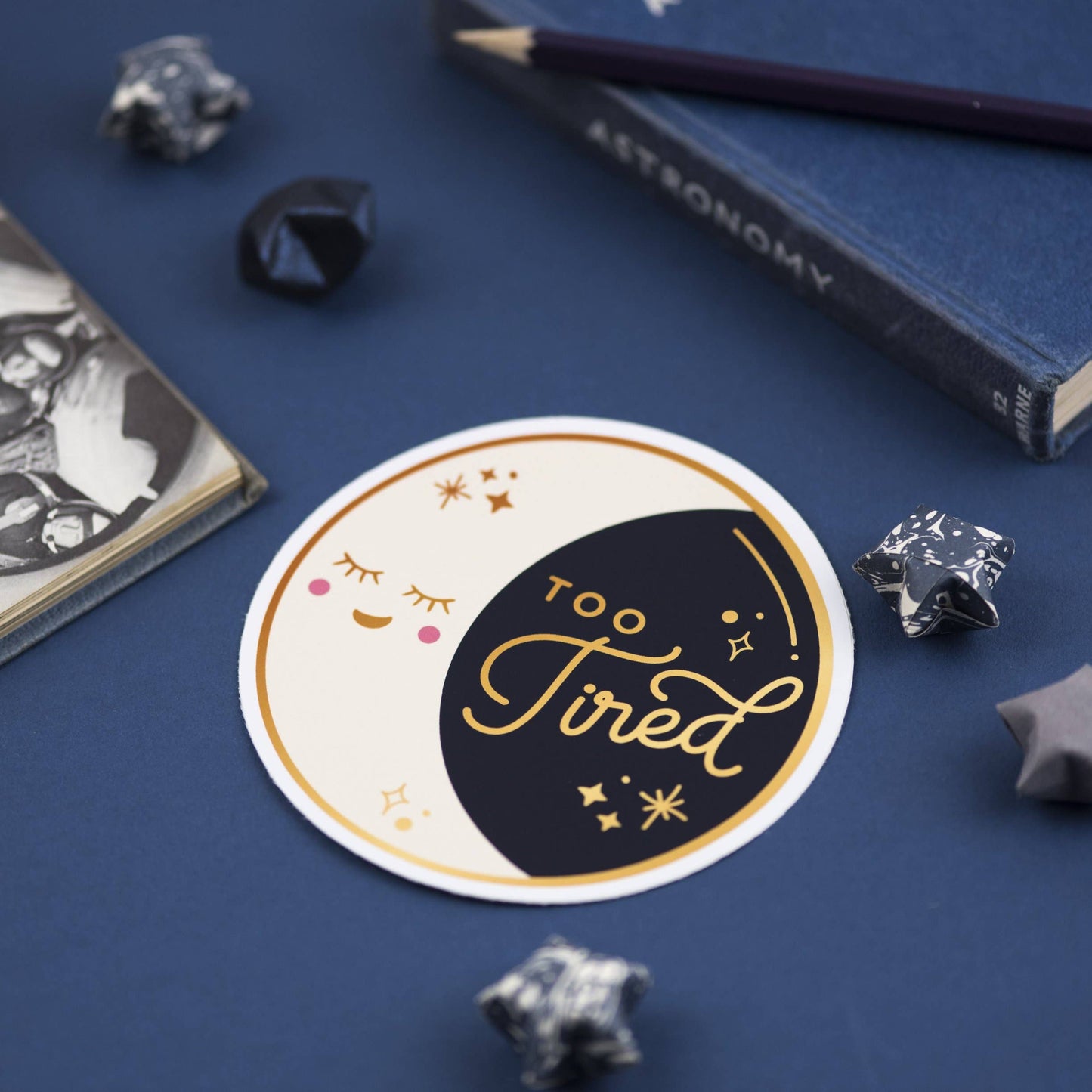 Too Tired Moon Vinyl Sticker