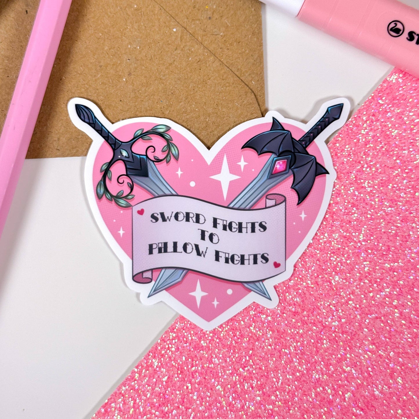 Sword Fights to Pillow Fights Vinyl Sticker