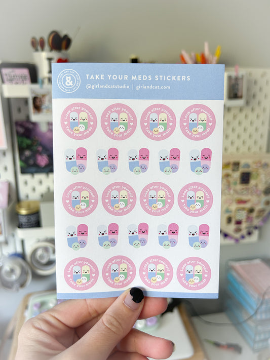 Take Your Meds Planner Stickers Sheet