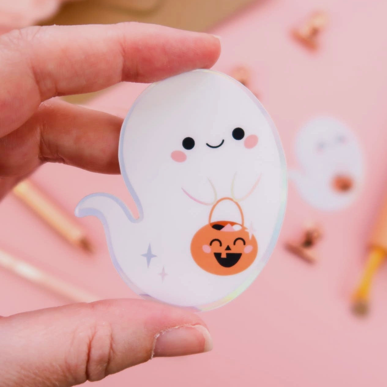 Cute Ghost Holographic Sticker