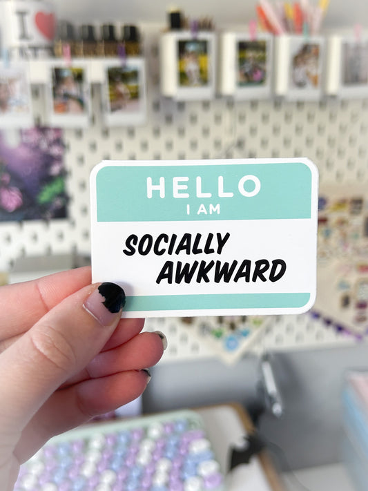 Hello I Am Socially Awkward Vinyl Sticker