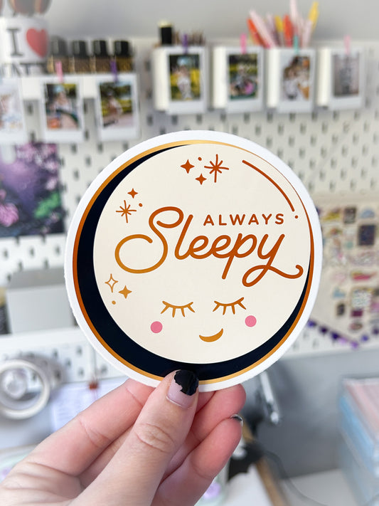 Always Sleepy Moon Vinyl Sticker