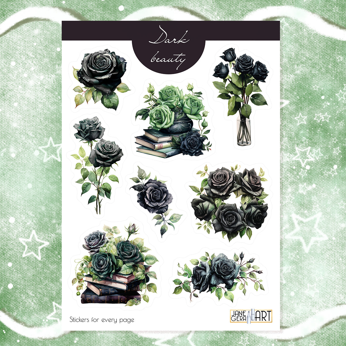 Black Roses Sticker Sheet