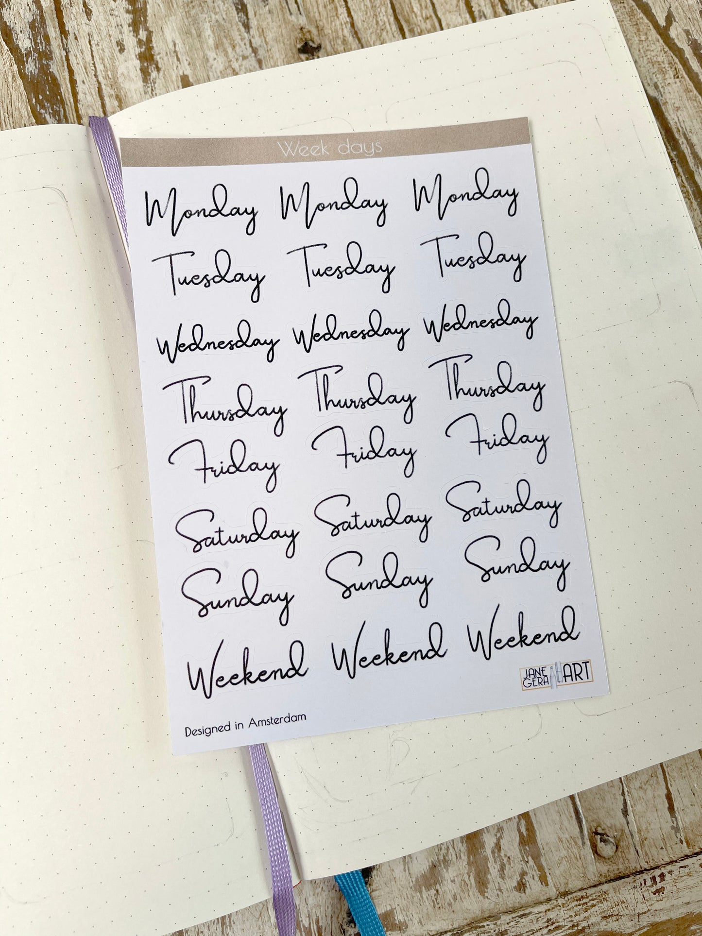 Weekdays Sticker Sheet