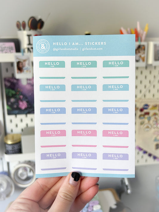 Hello I Am... Planner Stickers Sheet