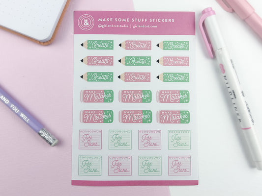 Make Some Stuff Creative Planner Stickers Sheet - Leo & Blossom