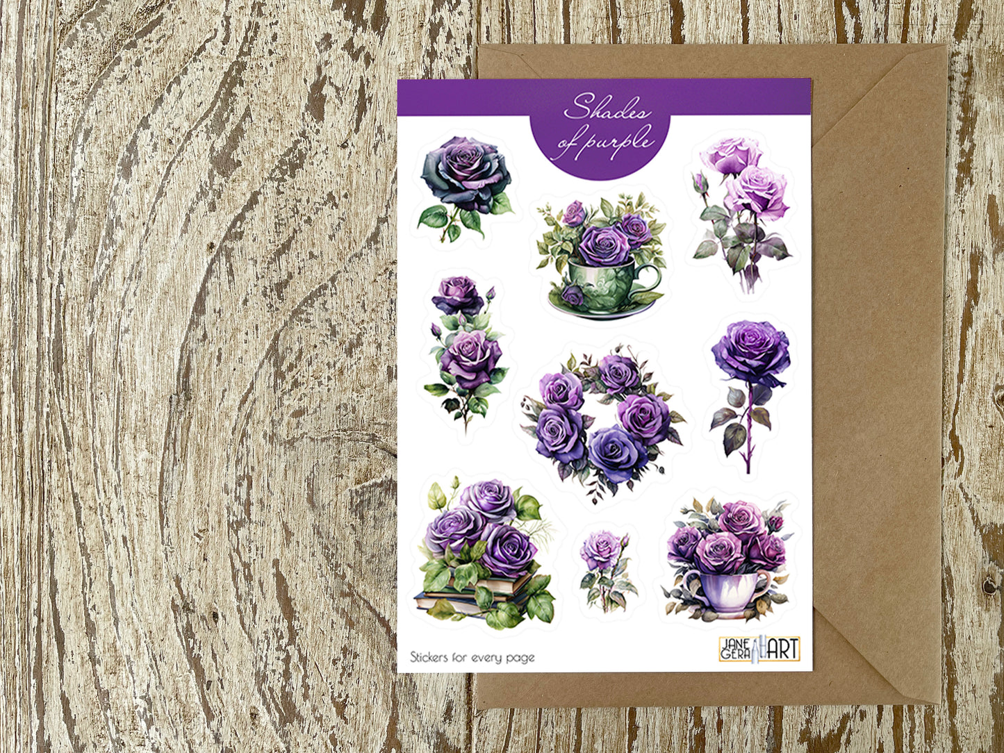 Purple Roses Sticker Sheet