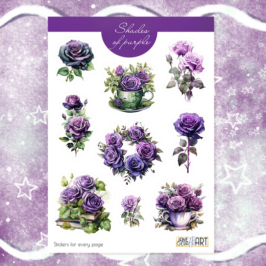 Purple Roses Sticker Sheet