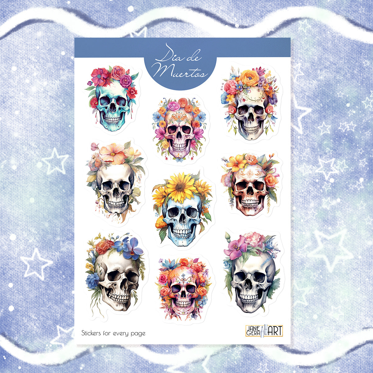 Floral Skulls Sticker Sheet