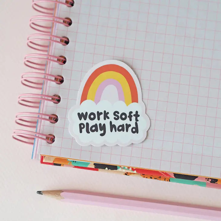 Work Soft Play Hard Sticker - Leo & Blossom