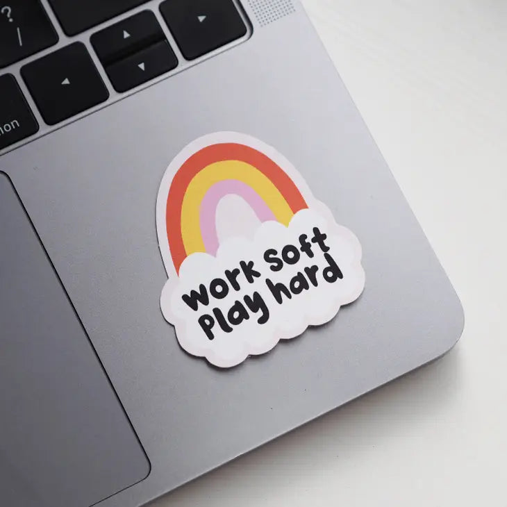 Work Soft Play Hard Sticker - Leo & Blossom