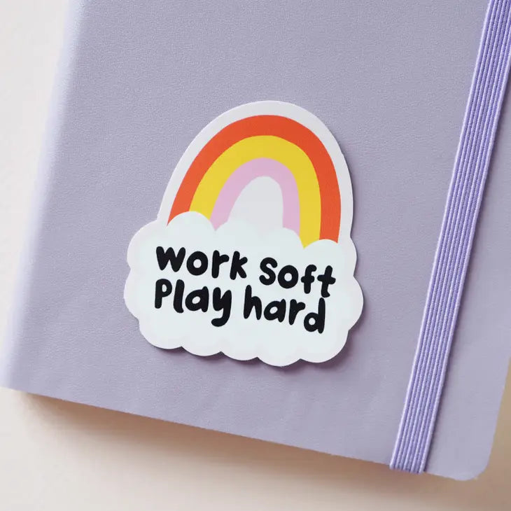 Work Soft Play Hard Sticker - Leo & Blossom