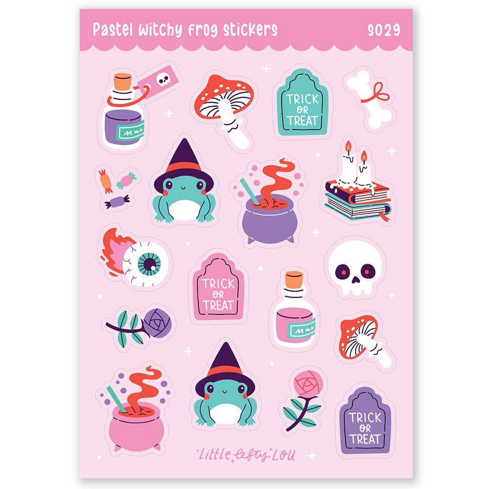 Pastel Witchy Frog Matte Waterproof Stickers