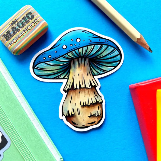Blue Mushroom Sticker - Leo & Blossom