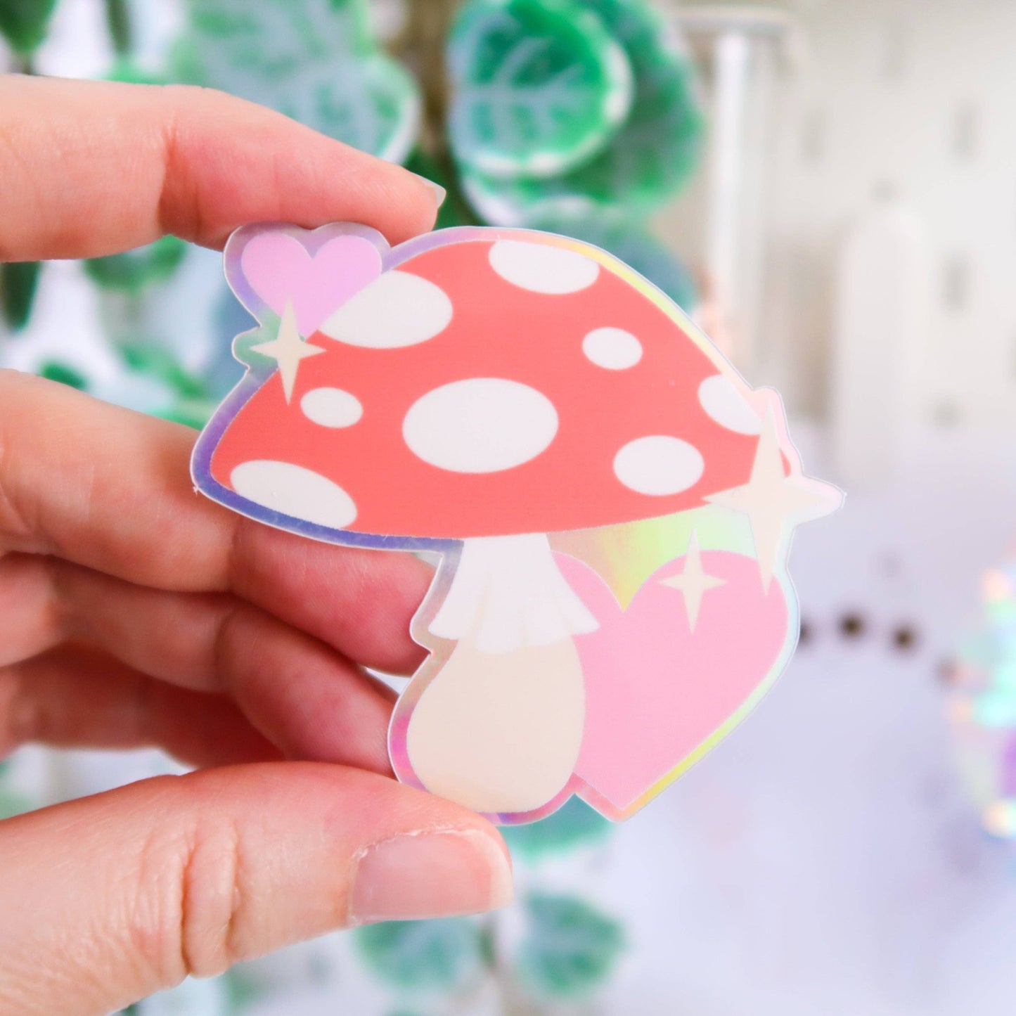 Cute Toadstool Holographic Sticker