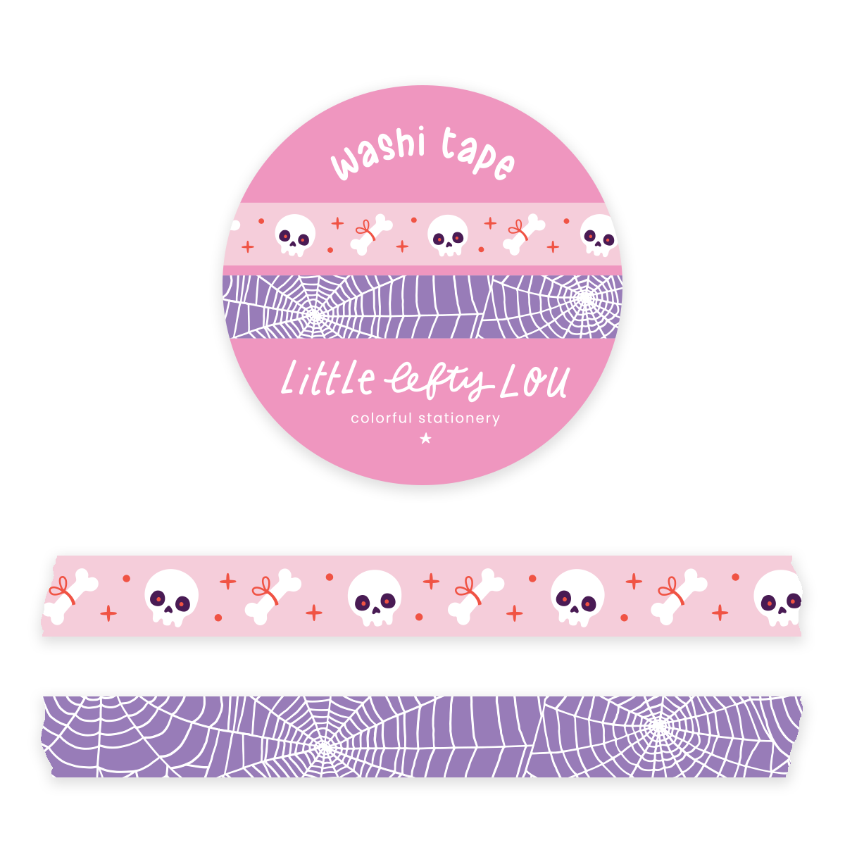 Slim Pastel Skulls and Spiderweb Washi Tapes Set