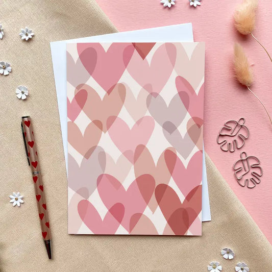 Pink Heart Scatter Luxury Greeting Card - Leo & Blossom