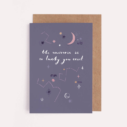 The Universe Is Lucky You Exist Greetings Card - Leo & Blossom