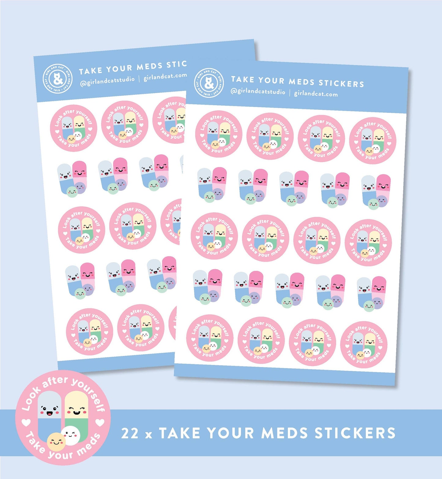 Take Your Meds Planner Stickers Sheet