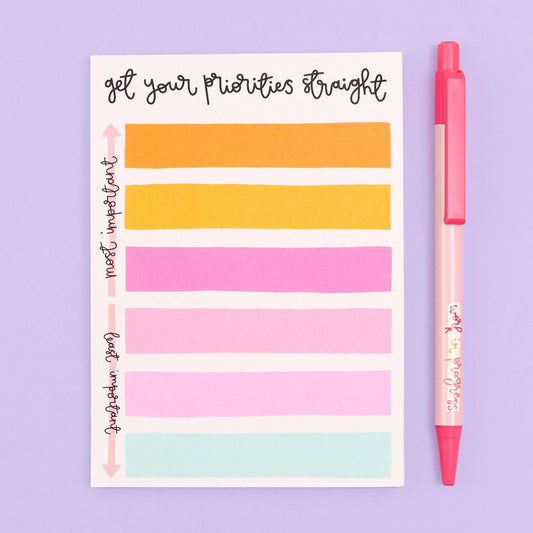 A6 Get Your Priorities Straight Notepad - Leo & Blossom