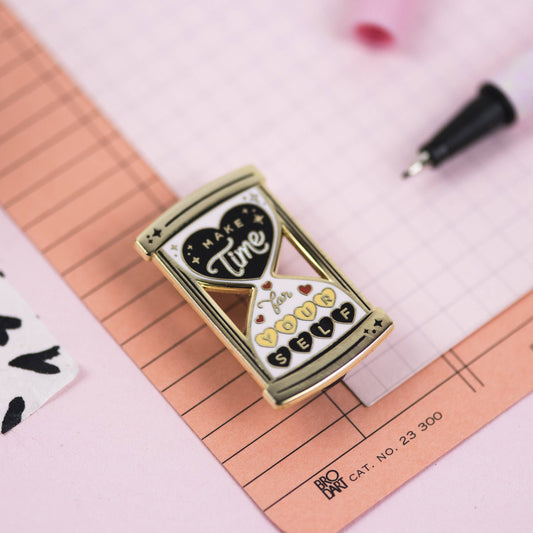 Make Time For Yourself Enamel Pin - Pink - Leo & Blossom