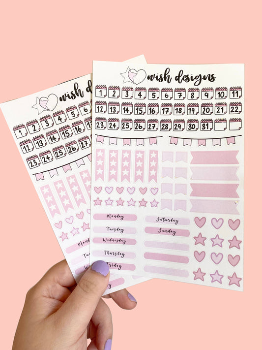Pink Bullet Journal Sticker Sheet