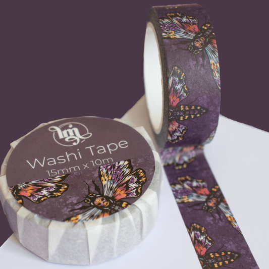 Dark Purple Death Moth Washi Tape - Leo & Blossom
