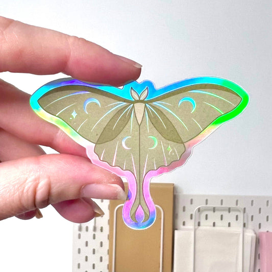 Luna Moth Holographic Sticker - Leo & Blossom