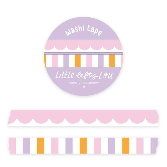 Slim Pink Scalloped and Striped Washi Tapes Set