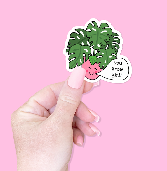 You Grow Girl Monstera Plant Sticker - Leo & Blossom