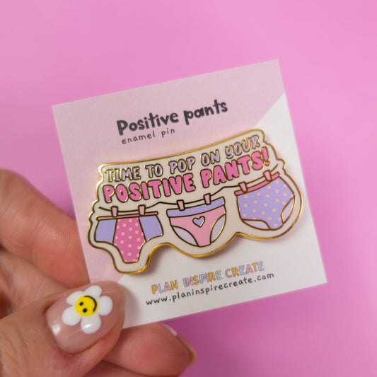 Positive Pants Gold Enamel Pin - Leo & Blossom