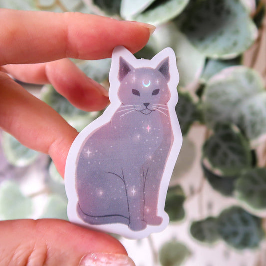 Mystic Cat Holographic Sticker - Leo & Blossom
