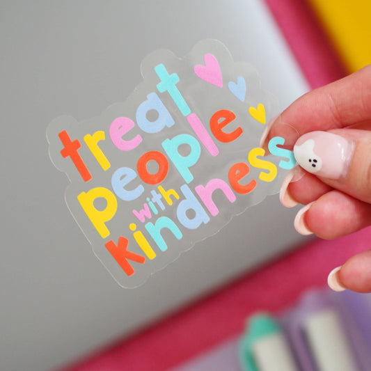 Treat People with Kindness Clear Vinyl Sticker - Leo & Blossom
