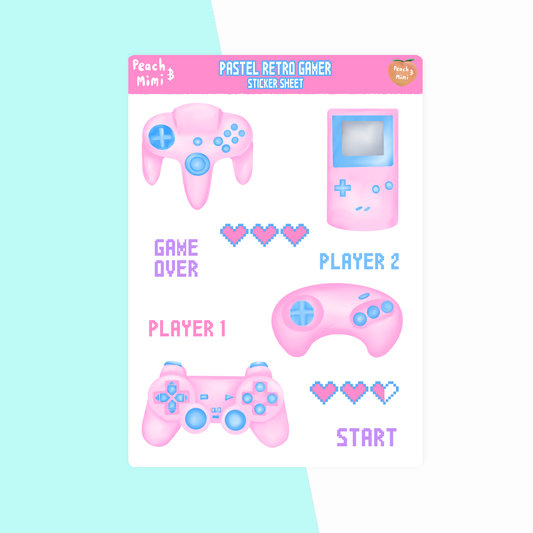 Pastel Retro Gamer Sticker Sheet - Leo & Blossom